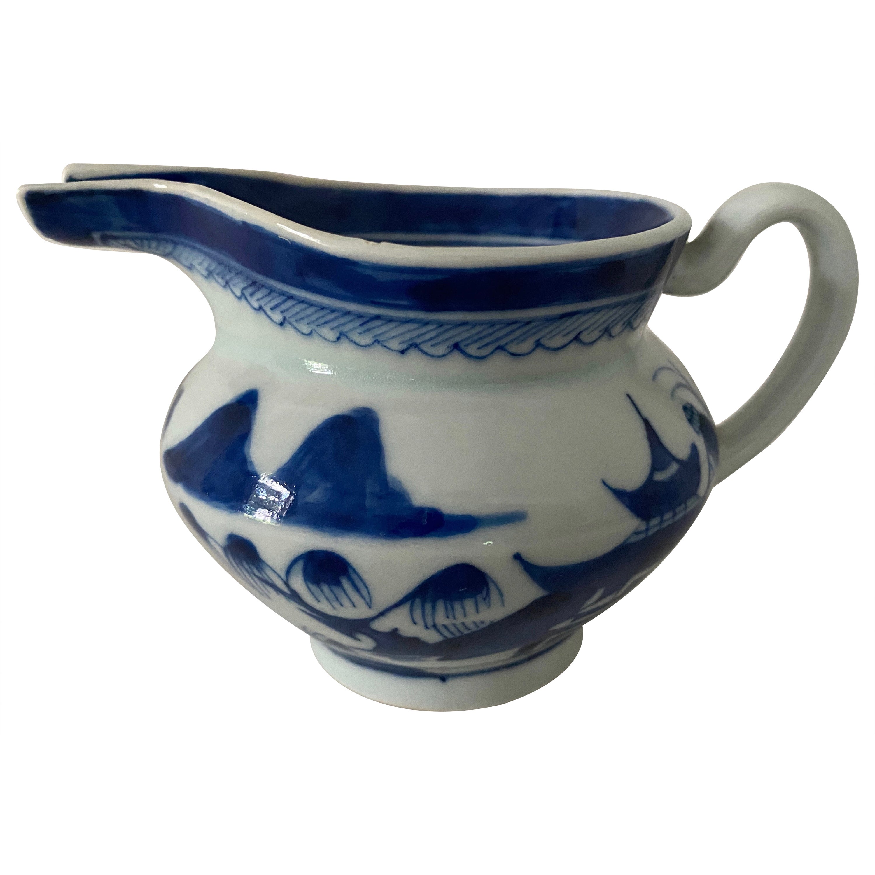 Chinesischer Exportkrug mit blauem und weißem Krug