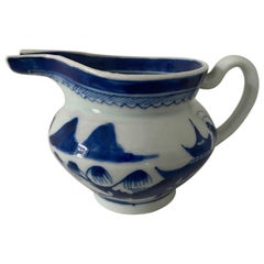 Jarra china de exportación azul y blanca