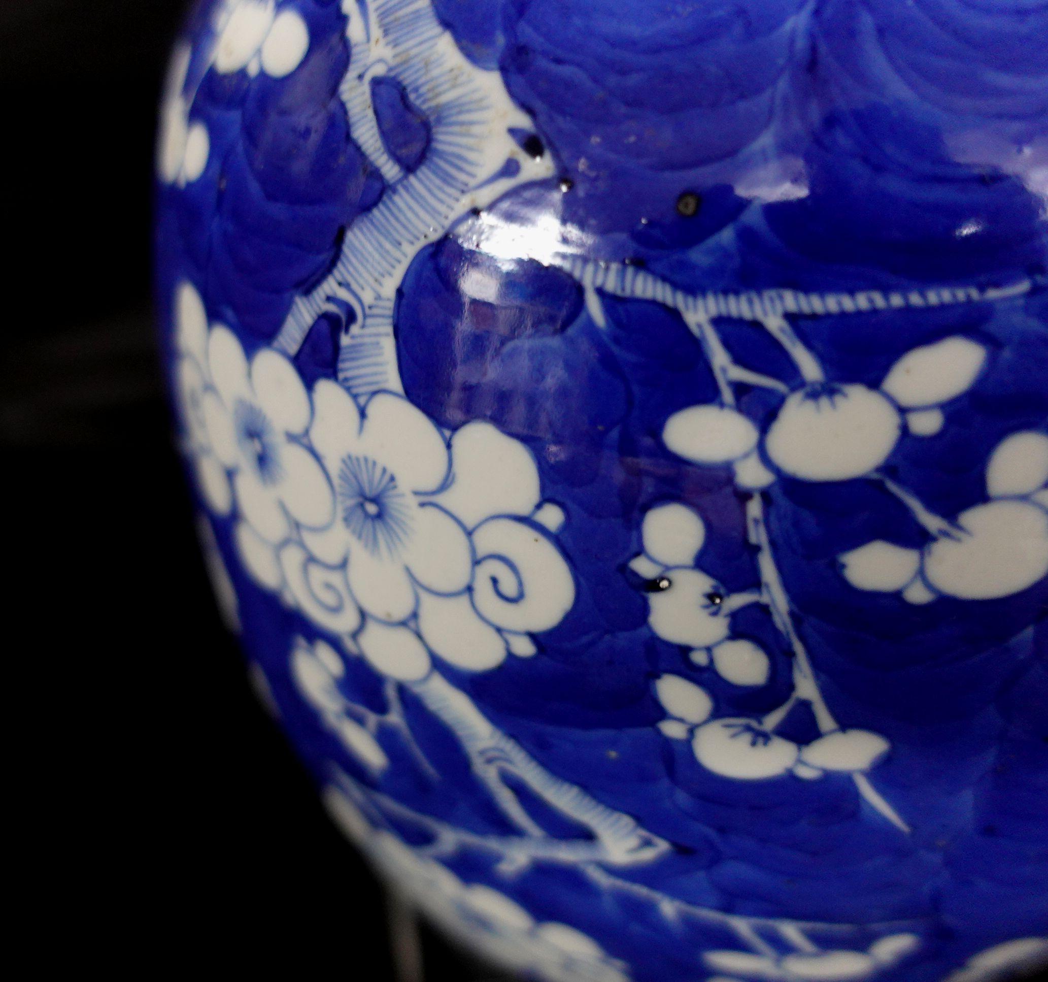 Chinesisches Export-Porzellan, blau-weiß, Weißdornrose, JAR mit Deckel, 19. 1