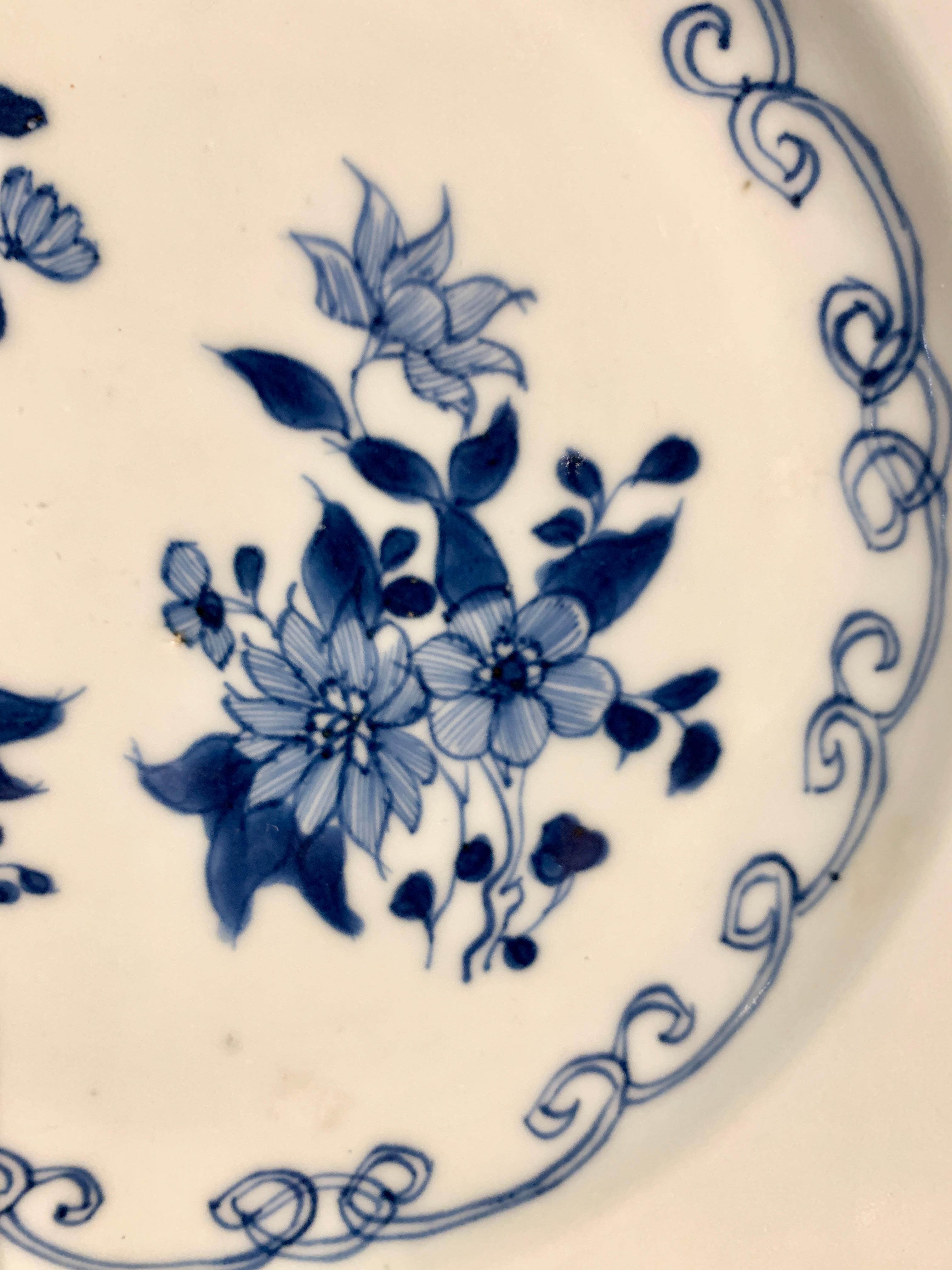 Enameled Chinese Export Blue and White Porcelain Plates, Set of 10, 18th Century, China For Sale
