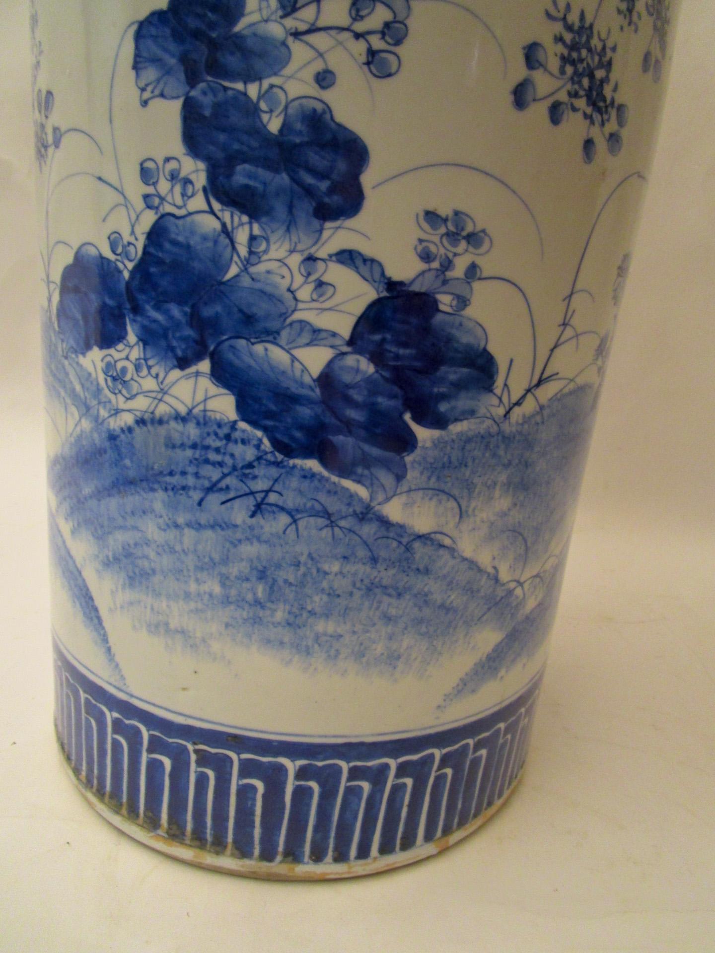 Chinese Export Blue and White Porcelain Umbrella Stand Vase 3