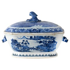 Chinese Export Blue And White Tureen and Conver, 18th Century