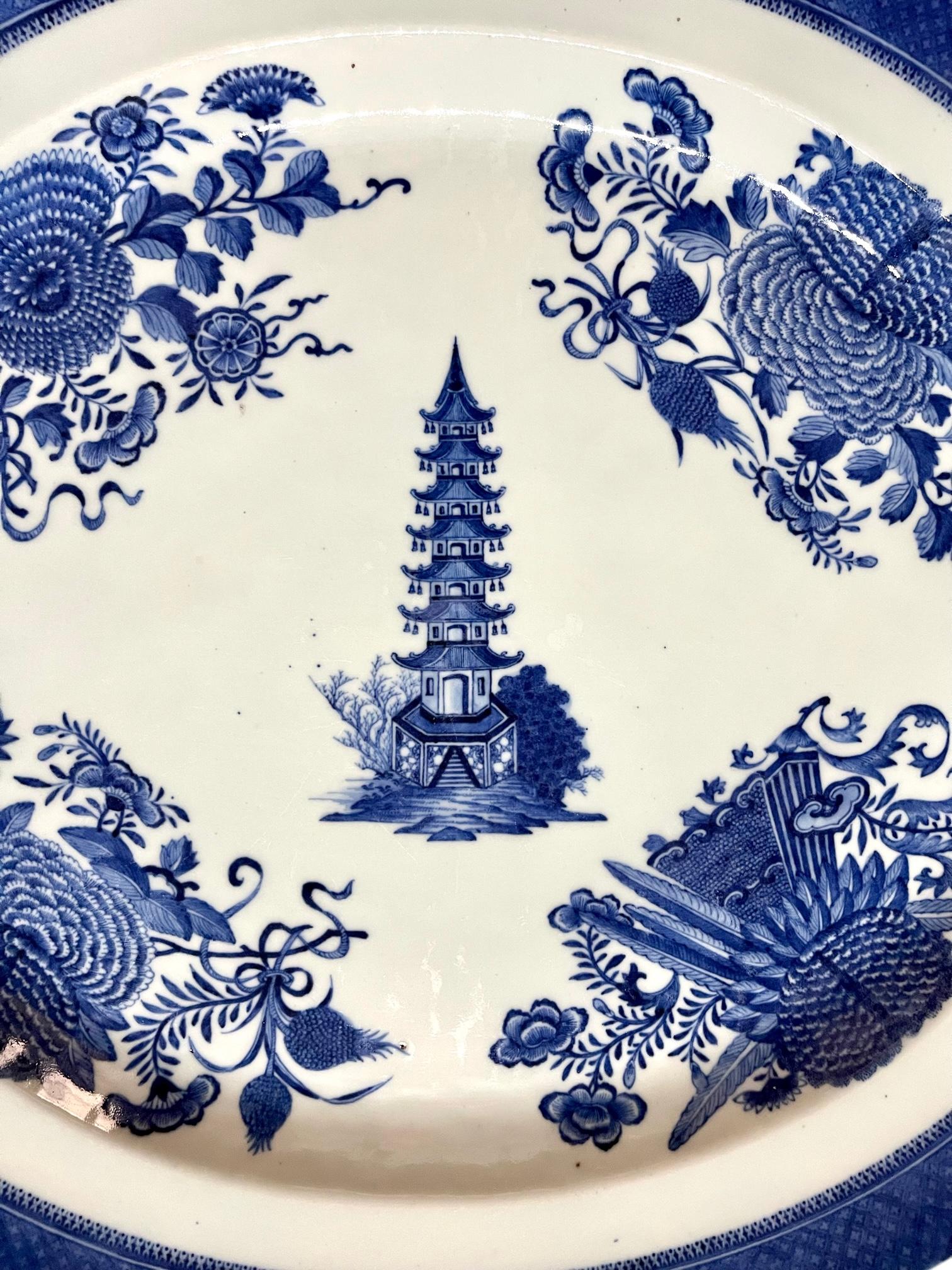 Chinese Export 'Blue Fitzhugh' Platters from the Cabot-Perkins Service, c. 1812 For Sale 1