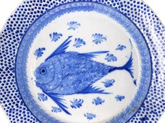 Chinese Export, Blue Porcelain Fish Platter, 19th Century