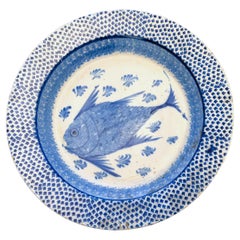 Piatto da portata cinese in porcellana blu, XIX secolo