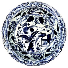 Chinese Export Blue and White Charger Bird Motif Charger