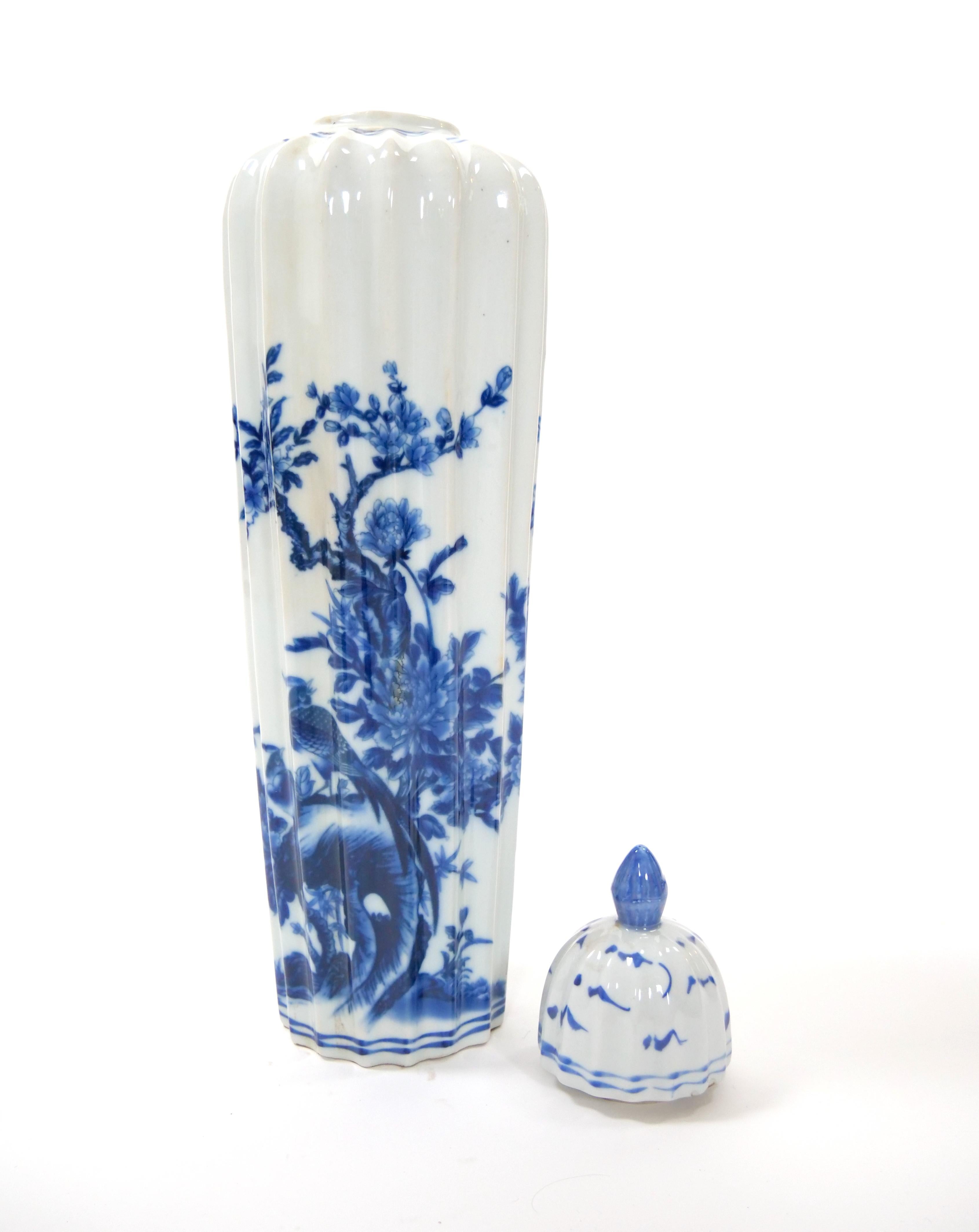 Chinese Export Blue/ White Porcelain Covered Urns 5