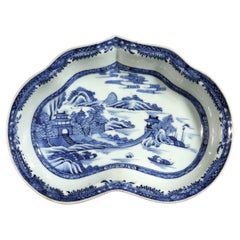 Chinese Export Blue & White Porcelain Dessert Dish