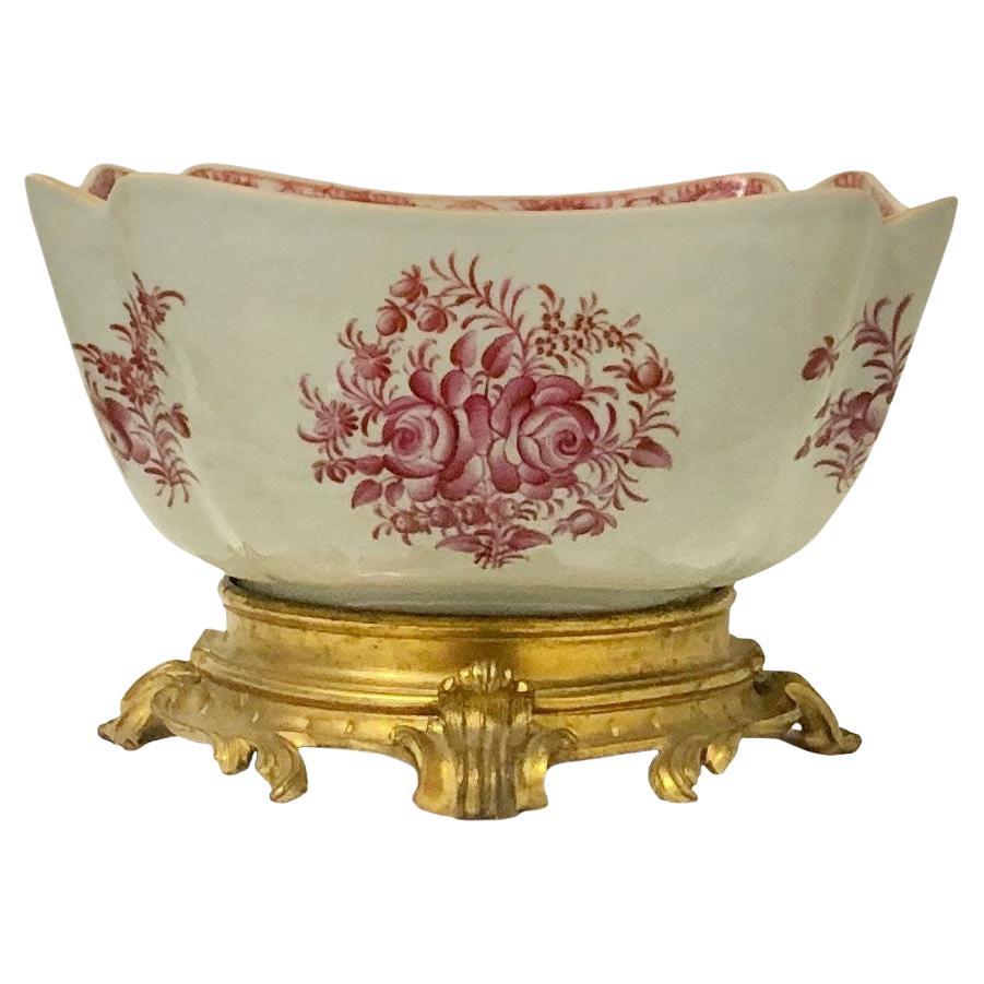 Chinese Export Bowl with Doré Bronze Base For Sale