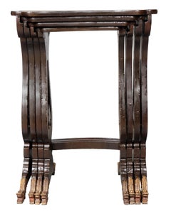 Chinese Export Brown Lacquer Quartetto Tables