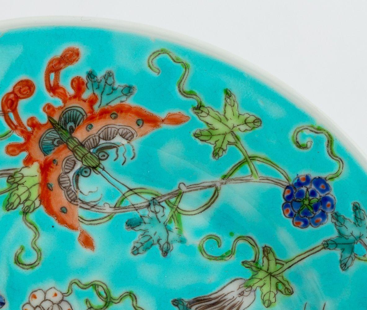 Chinese Export Butterfly Motif Turquoise Plates, 2 Qing en venta
