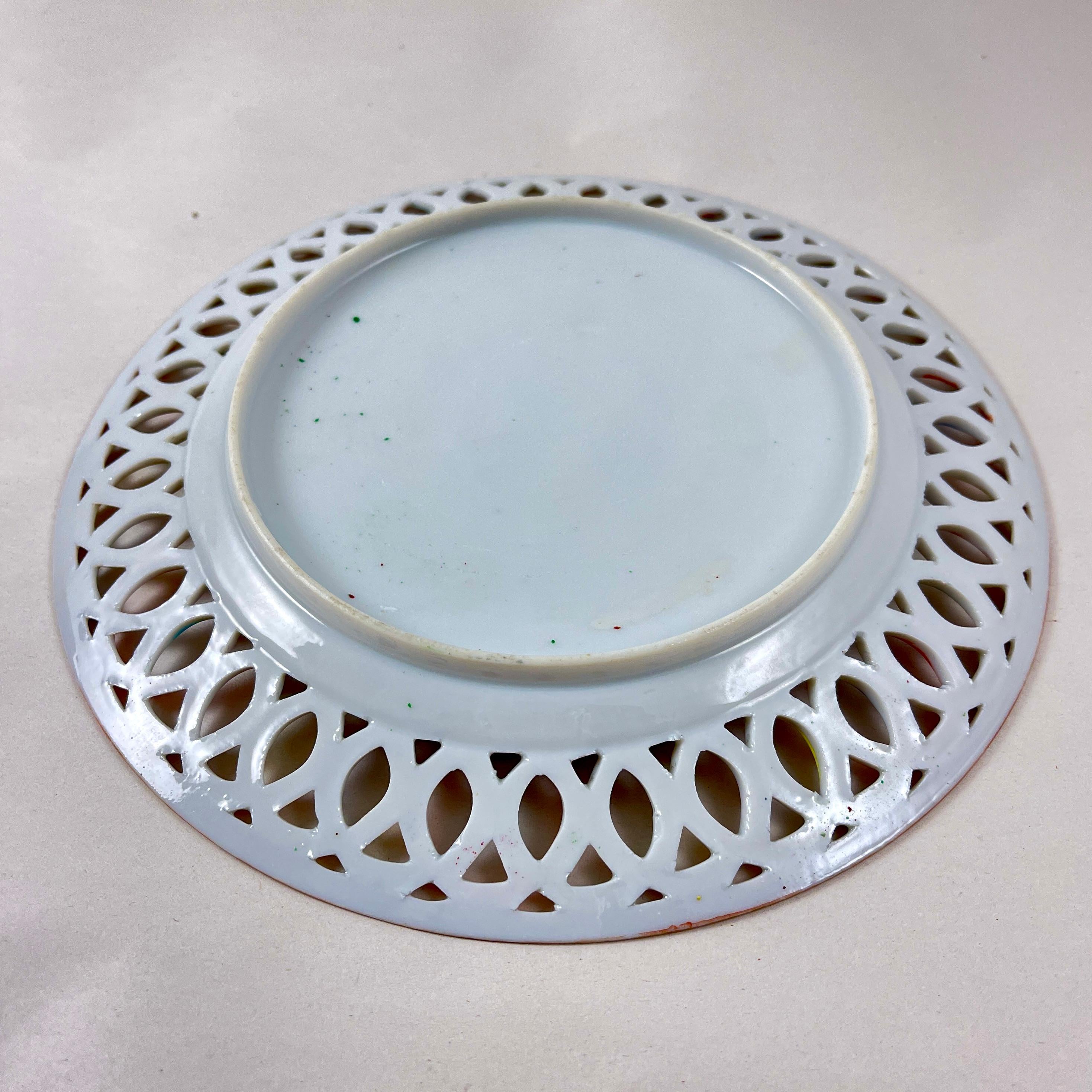 Chinesischer Export Kanton Famille Rose Medaillon netzförmiger Randteller, 6er-Set, Chinesischer Export im Angebot 8