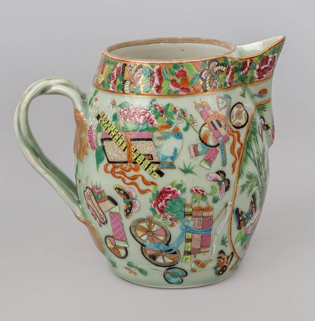 19th Century Chinese Export Canton Porcelain Cider Jug