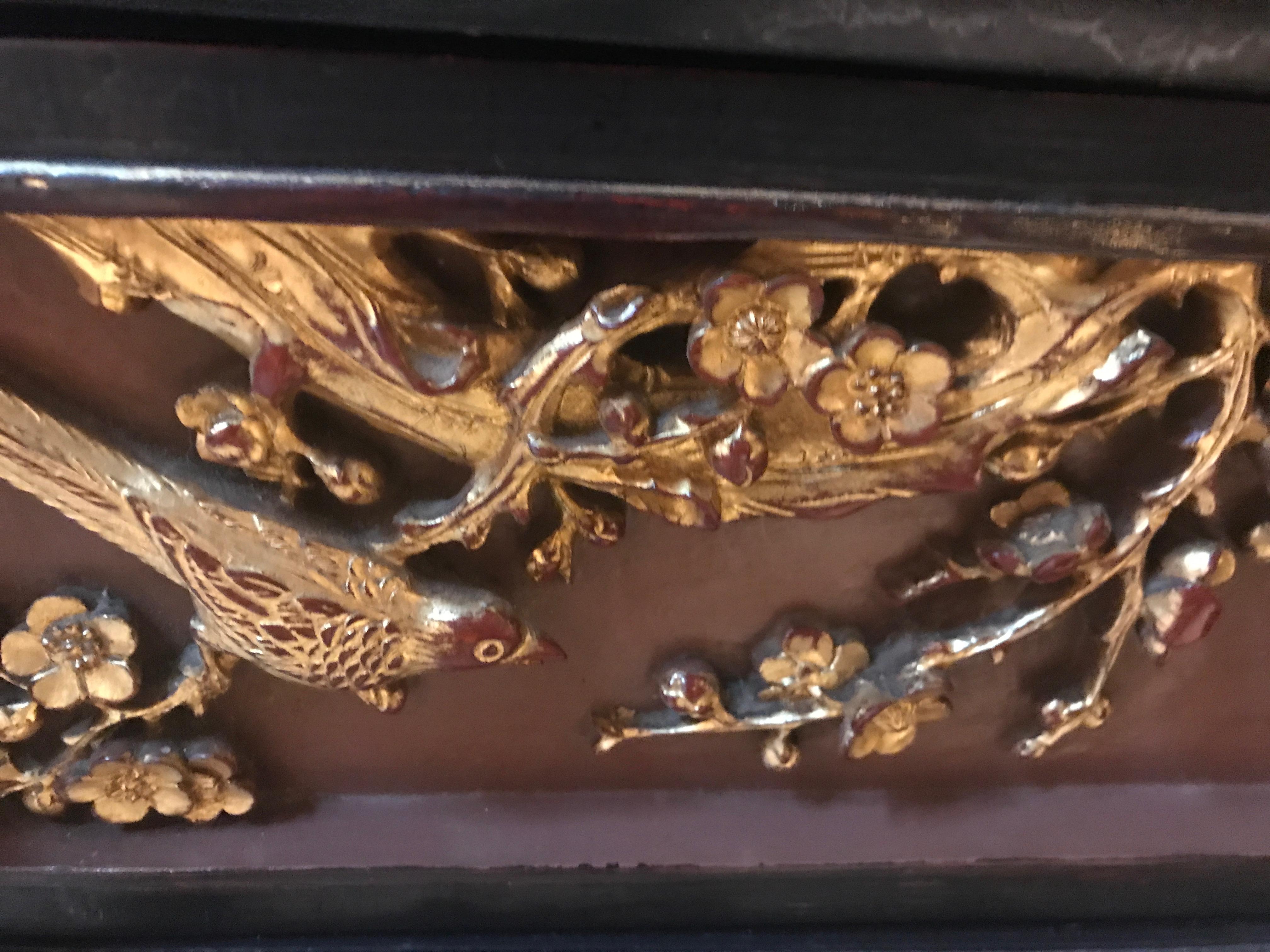 Antique Chinese Export Carved and Gilded Black Lacquered Desk and Chair For Sale 2