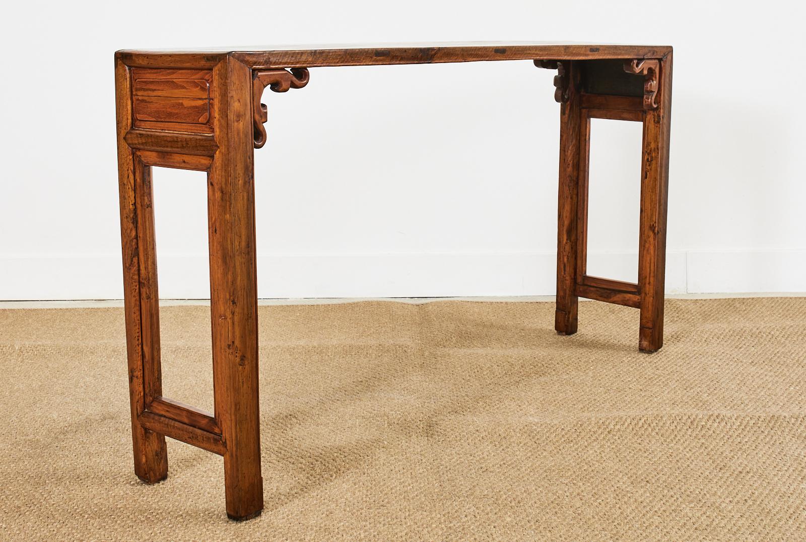Chinese Export Carved Elm Altar Table or Console 3