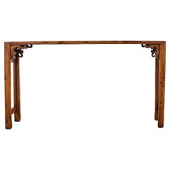 Chinese Export Carved Elm Altar Table or Console