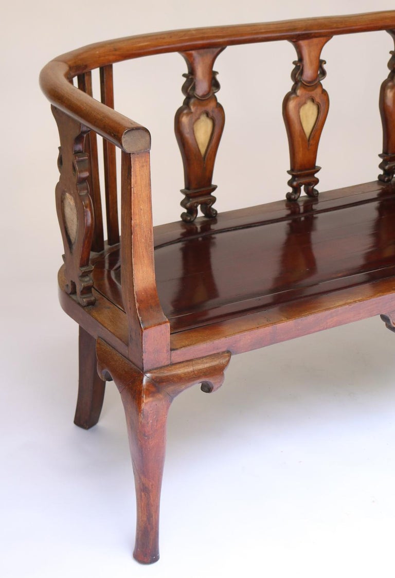 Chinese Export Carved Wood Settee, Early 20th Century For Sale at 1stDibs