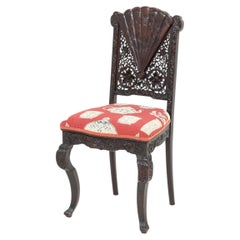 Silla auxiliar china de madera tallada de exportación, S. XIX