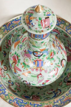 Chinese Export Celadon Porcelain Guglet and Basin