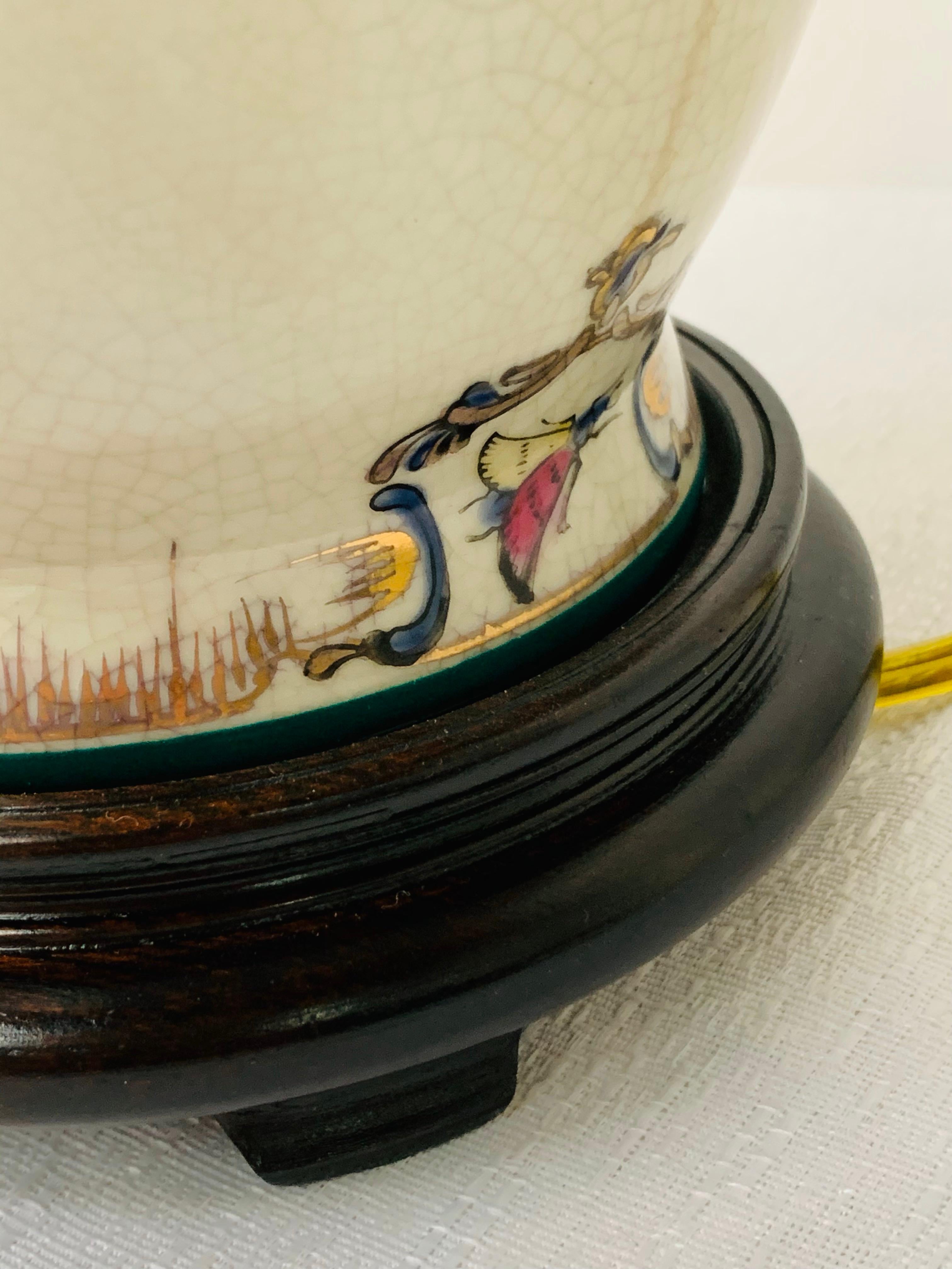 Chinese Export Ceramic Floral Table Lamp, a Pair 9