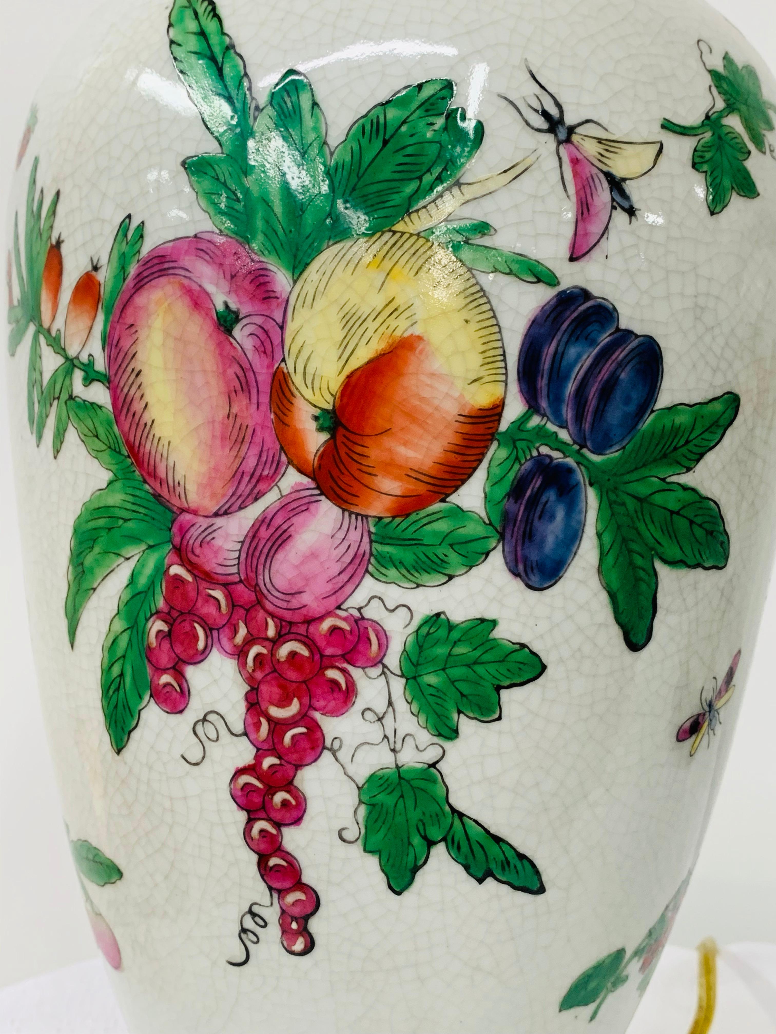 Chinese Export Ceramic Floral Table Lamp, a Pair 11