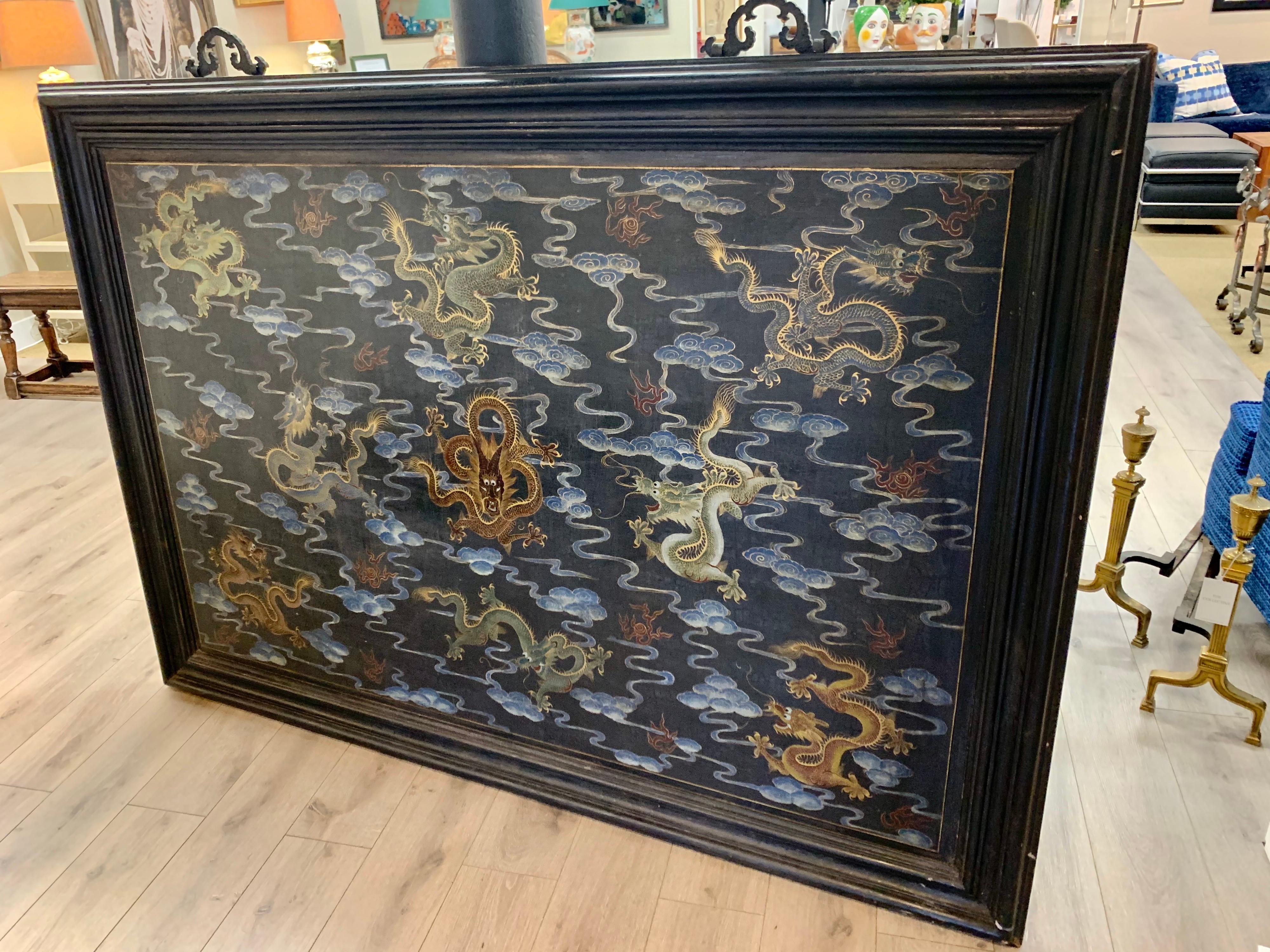 Chinese Export Chinoiserie Original Oil Painting on Board In Good Condition For Sale In West Hartford, CT