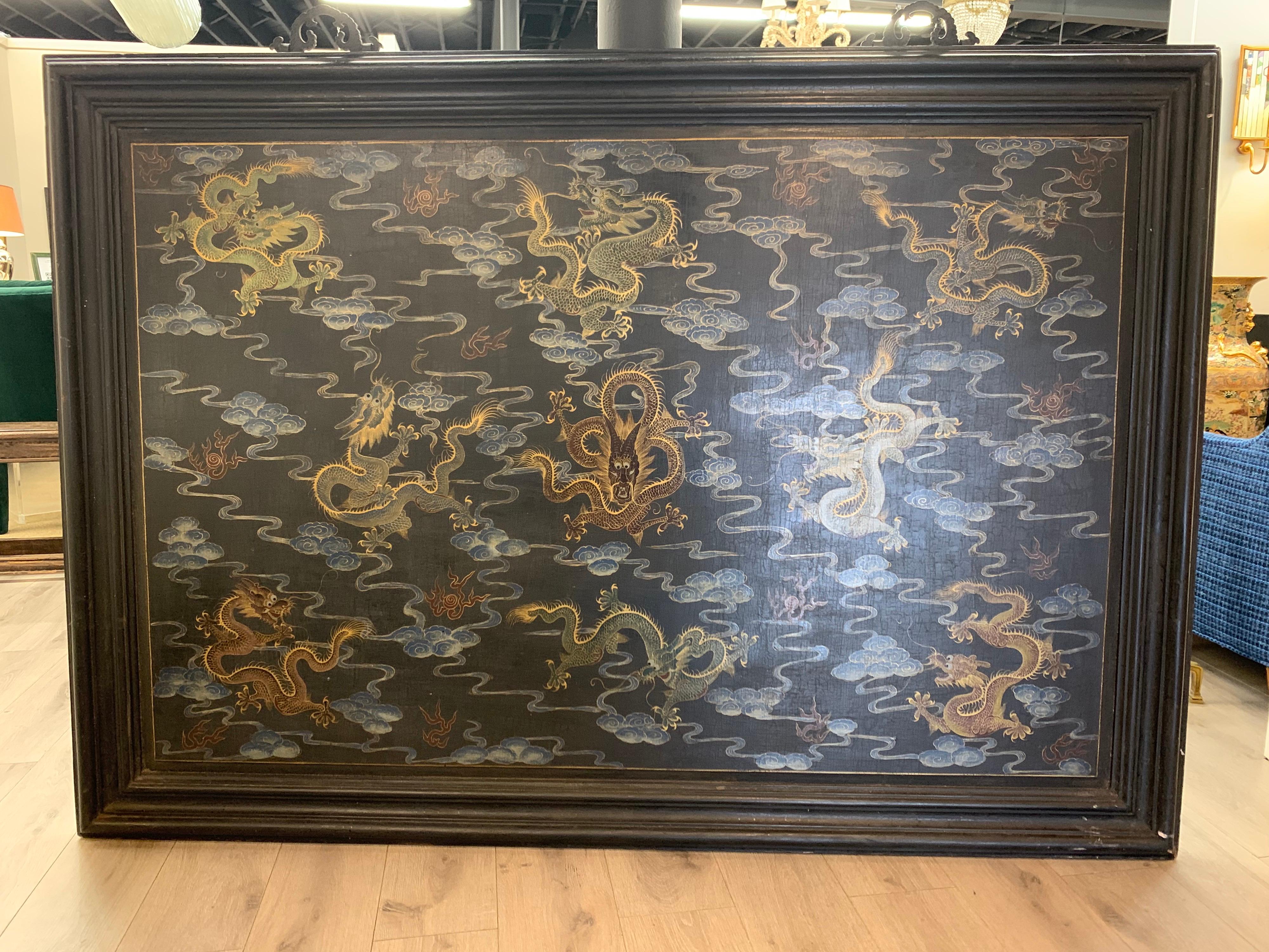 20th Century Chinese Export Chinoiserie Original Oil Painting on Board For Sale