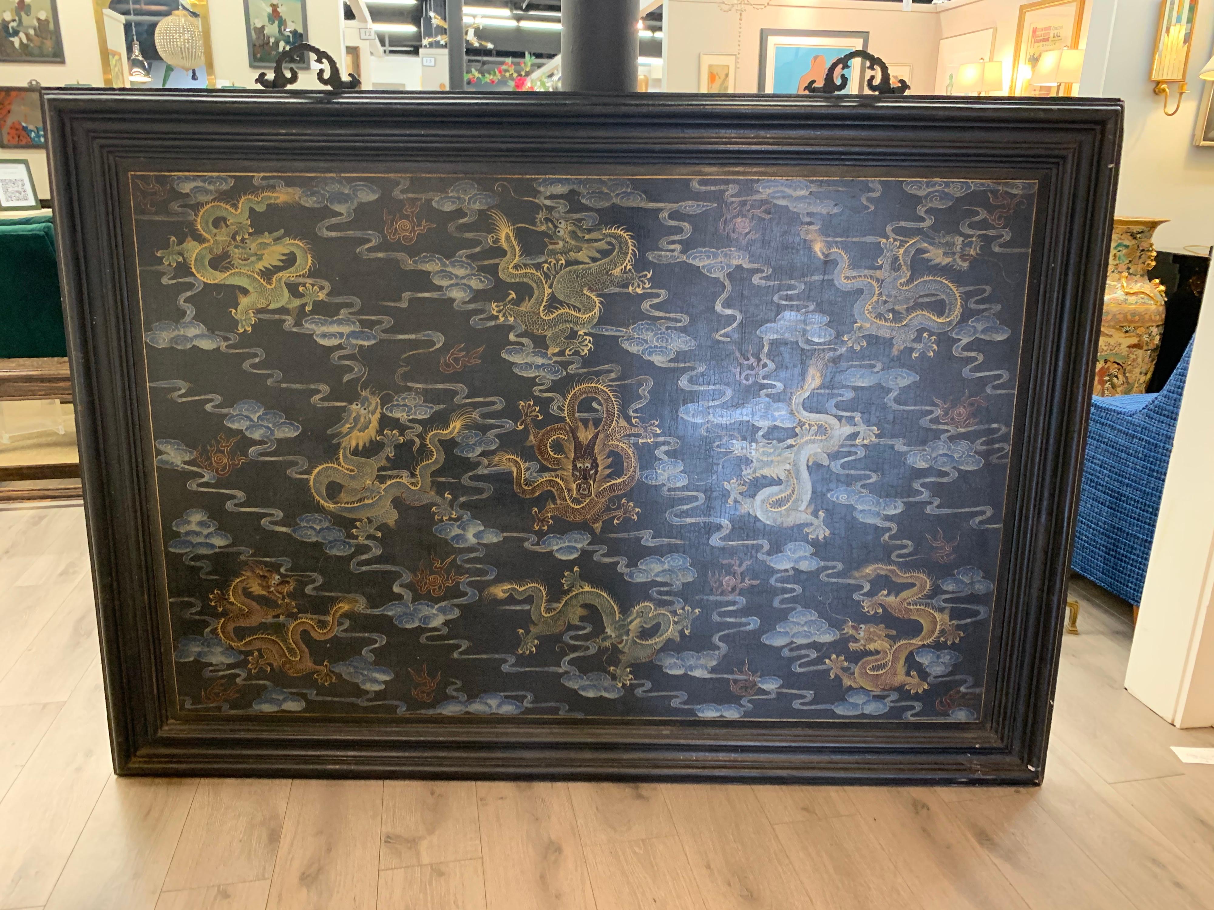 Wood Chinese Export Chinoiserie Original Oil Painting on Board For Sale