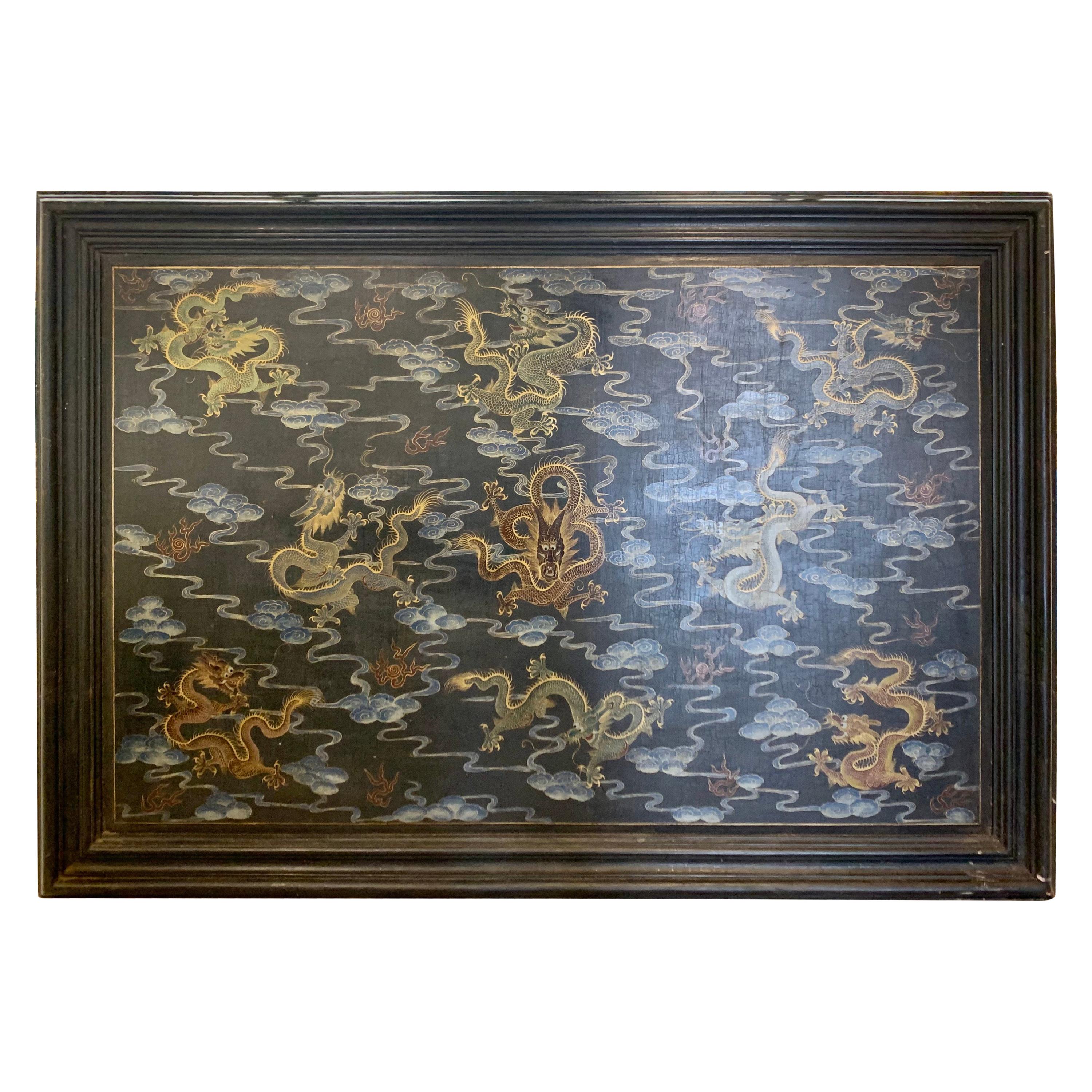 Chinese Export Chinoiserie Original Oil Painting on Board For Sale