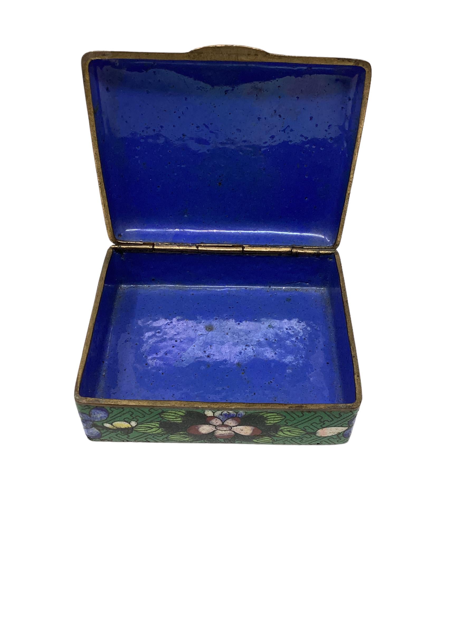 Brass Chinese Export Cloisonné Box For Sale