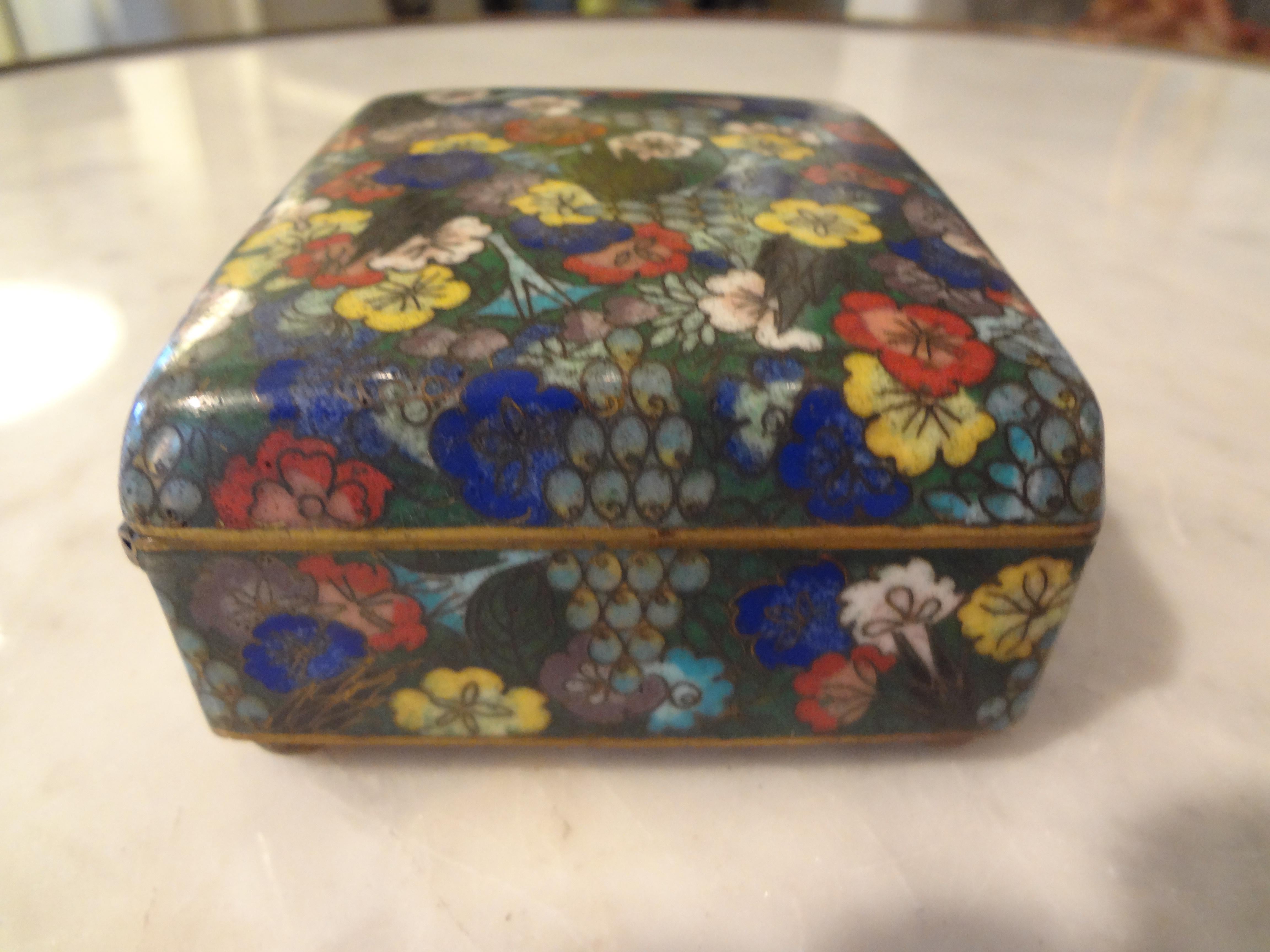 Chinese Export Cloisonné Box Stamped China In Good Condition In Houston, TX
