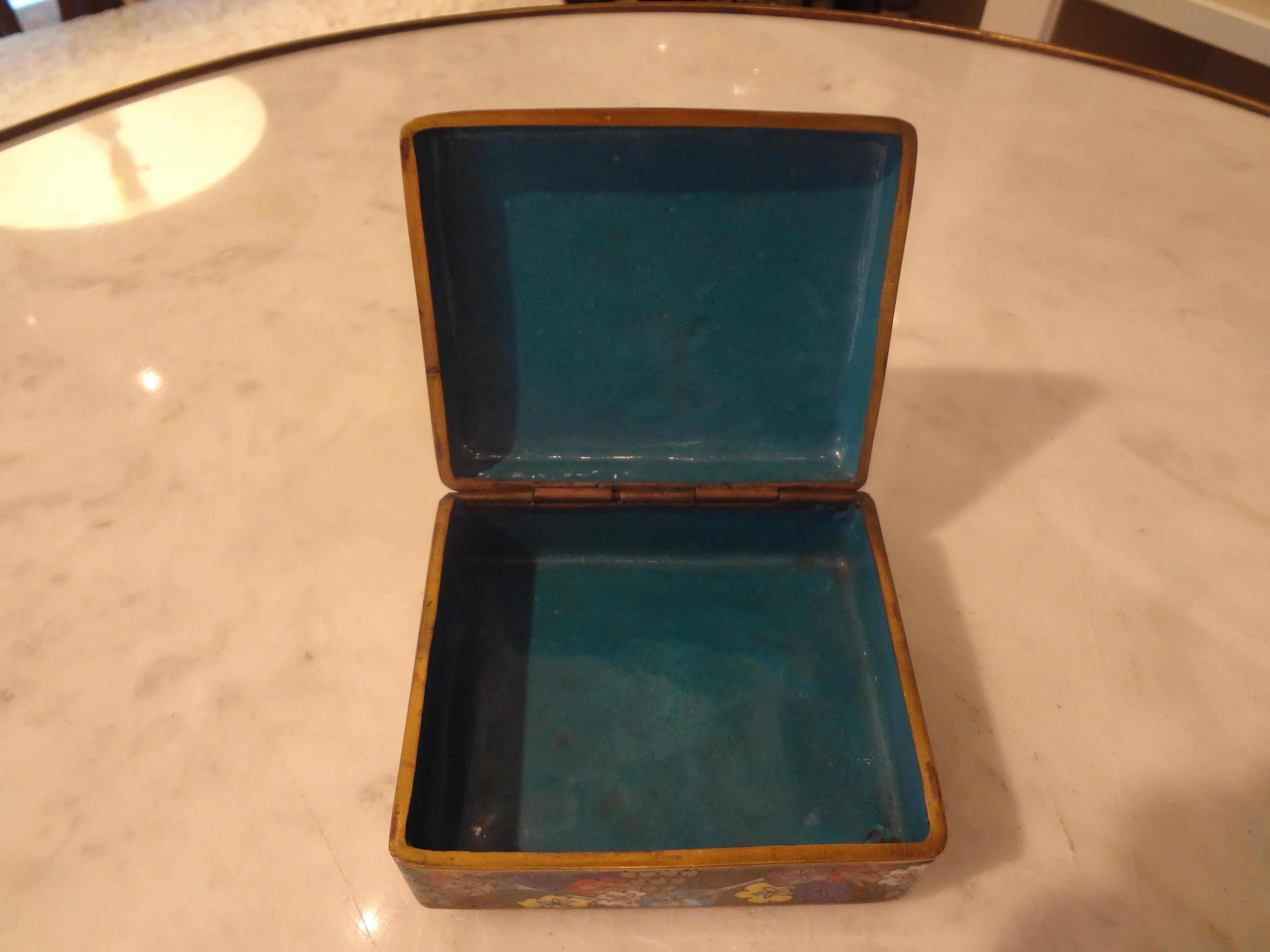 Metal Chinese Export Cloisonné Box Stamped China