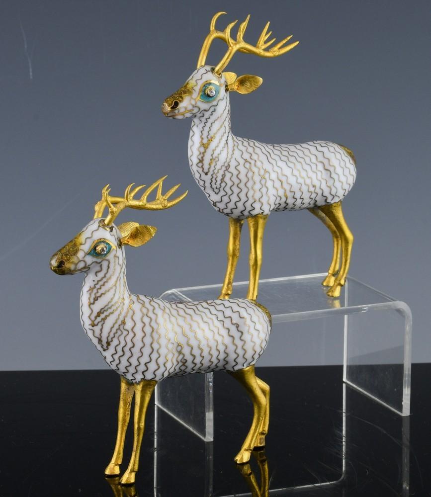 Chinese Export Cloisonne Figures of Stags In Good Condition For Sale In Downingtown, PA