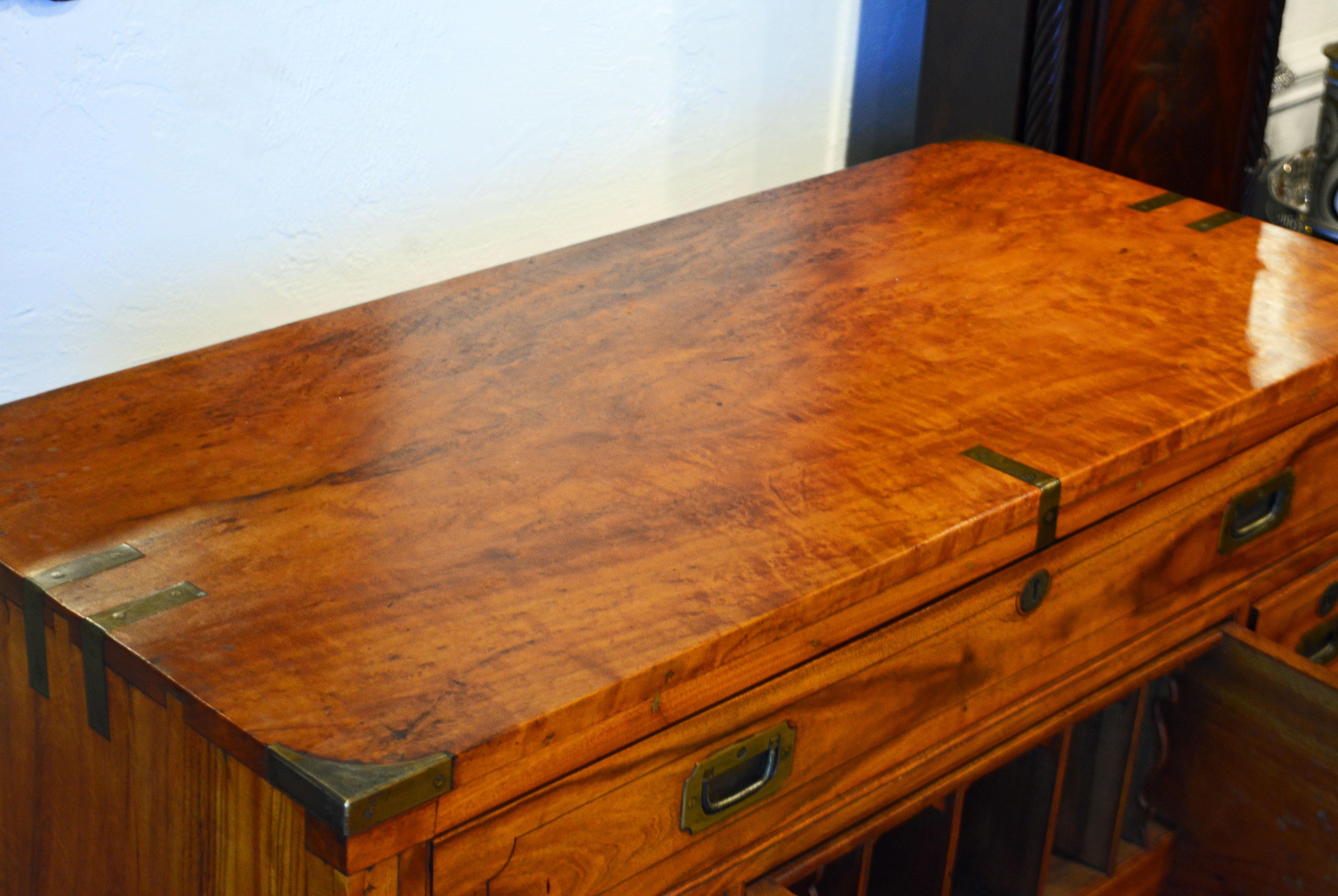 Chinese Export Colonial Camphor Wood Campaign Chest and Secretaire, circa 1840 11