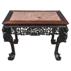 Chinese Export Console Table Carved Antique Hardwood 1840