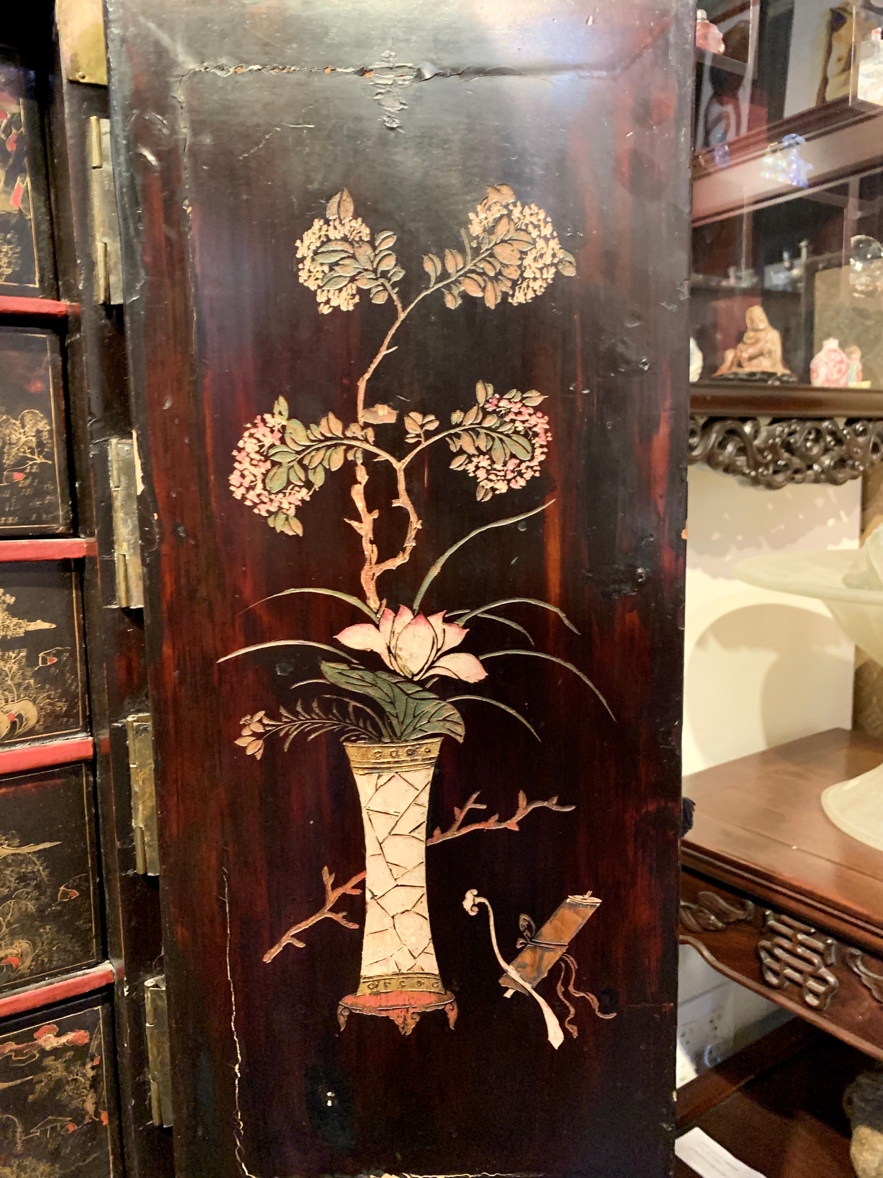 Chinese Export Coromandel Lacquer Cabinet on Stand, Mid-19th Century, China For Sale 12