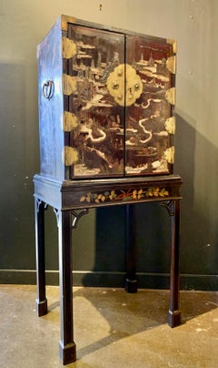 Chinese Export Coromandel Lacquer Cabinet on Stand, Mid-19th Century, China
