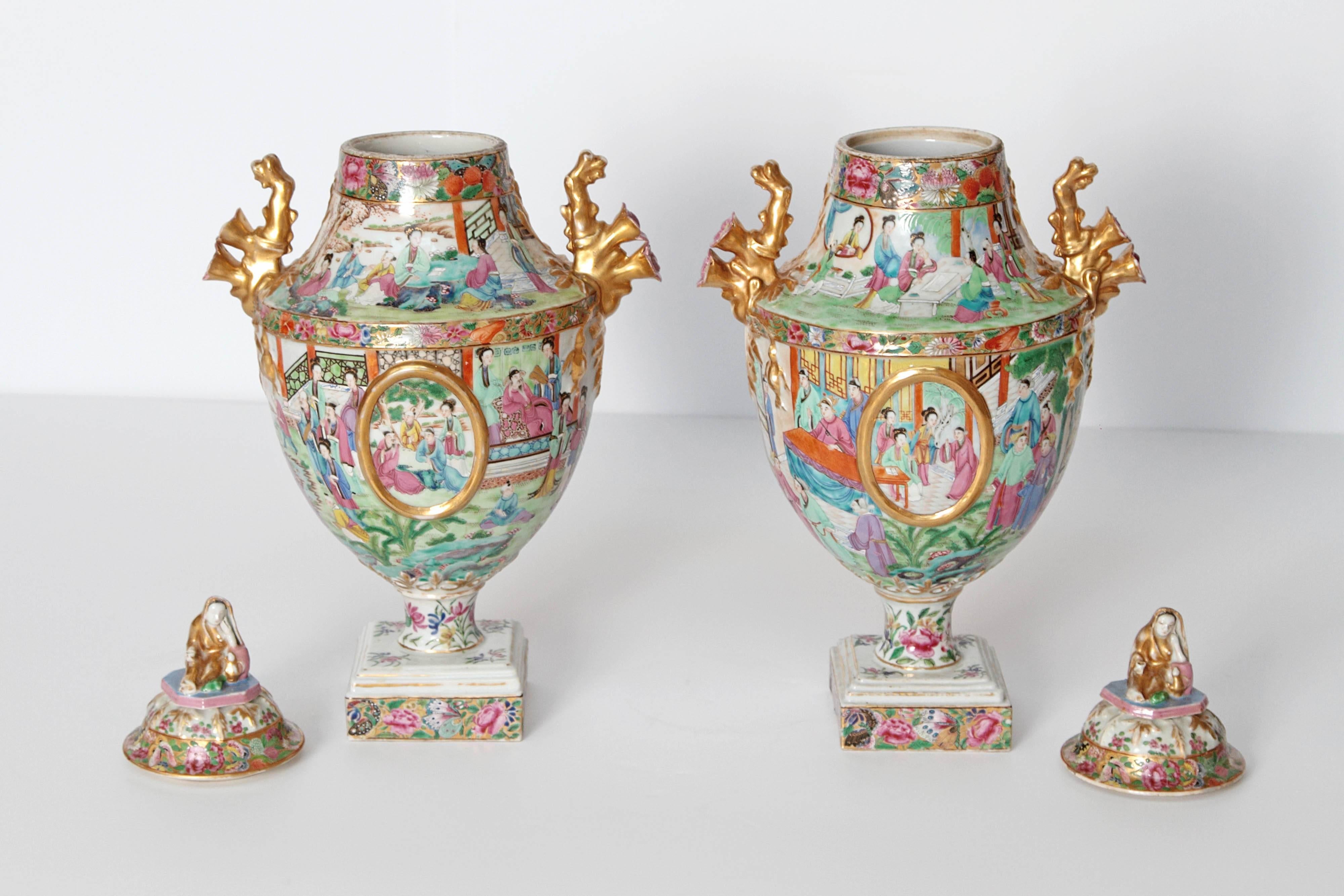Chinese Export Covered Urns, Pair 4