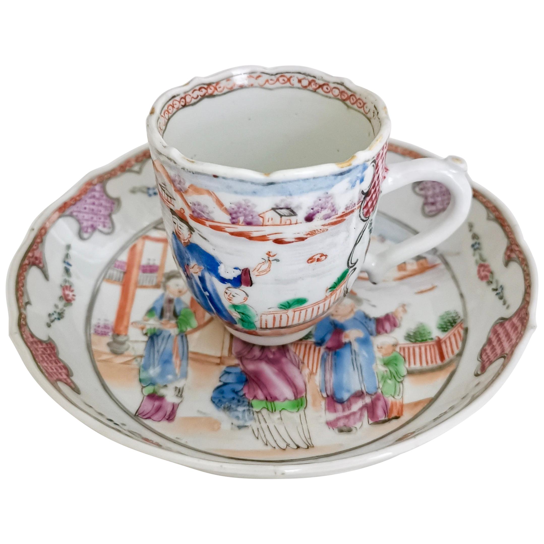 Chinese Export Cup and Saucer, London Decorated Qianlong, 1760-1780