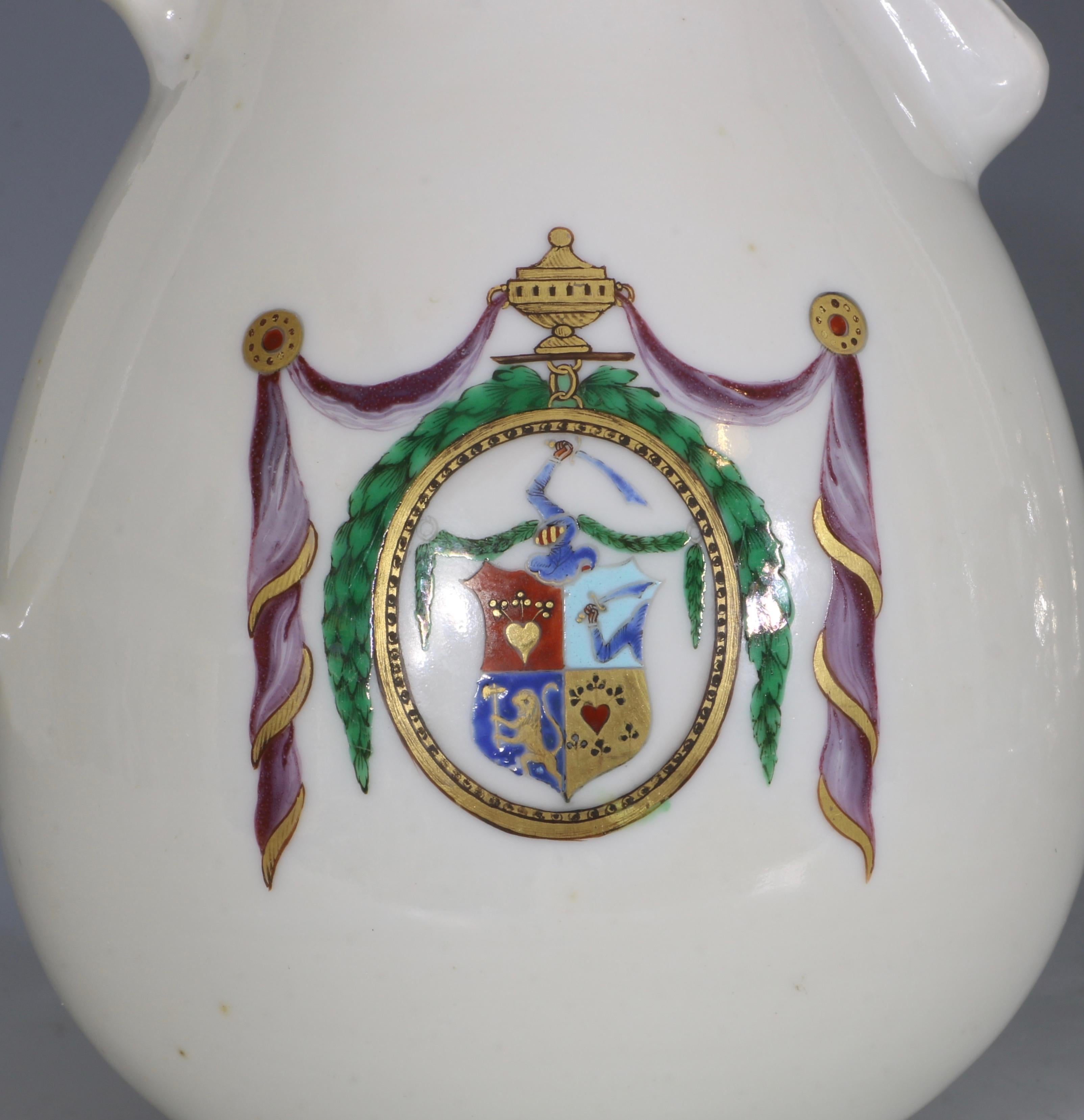 Enameled Chinese Export Porcelain Dutch Market Armorial Coffee Pot, circa 1786 For Sale