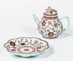 Chinese Export Early 18th Century Rouge de Fer Porcelain Teapot, Cover & Stand