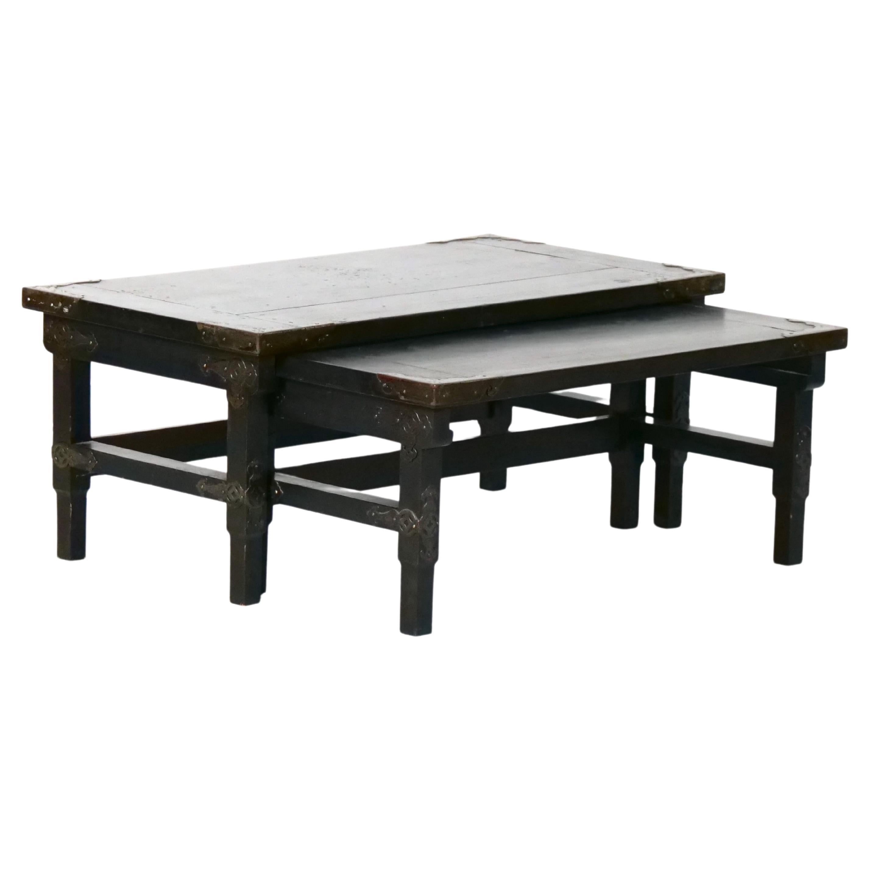 Chinese Export Ebonized low Nesting Tables For Sale