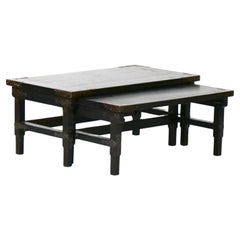Antique Chinese Export Ebonized low Nesting Tables