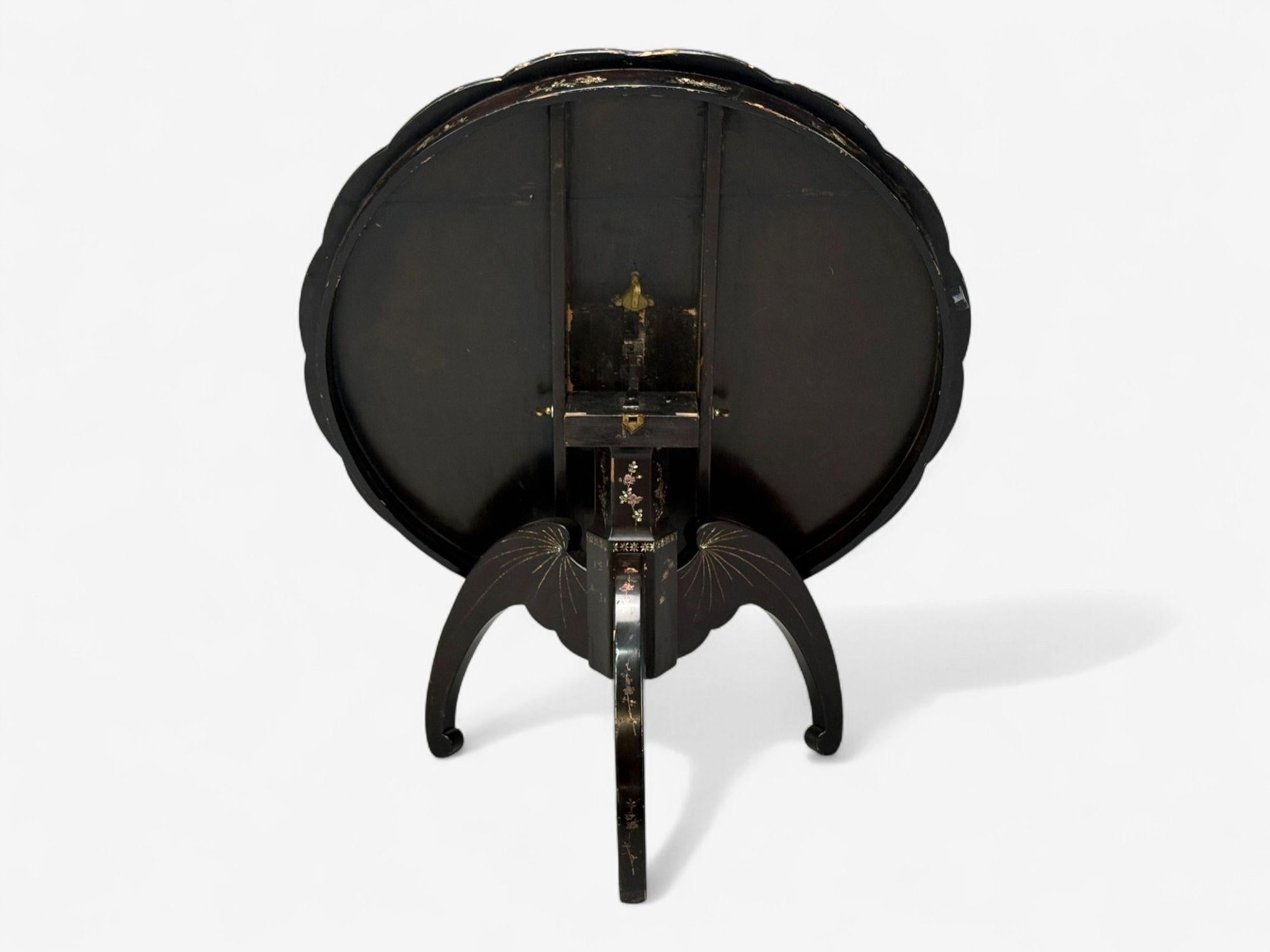 Chinesischer Export, Ebonisiertes Holz, Perlmutt, Mitteltisch, China, 1900 im Angebot 14