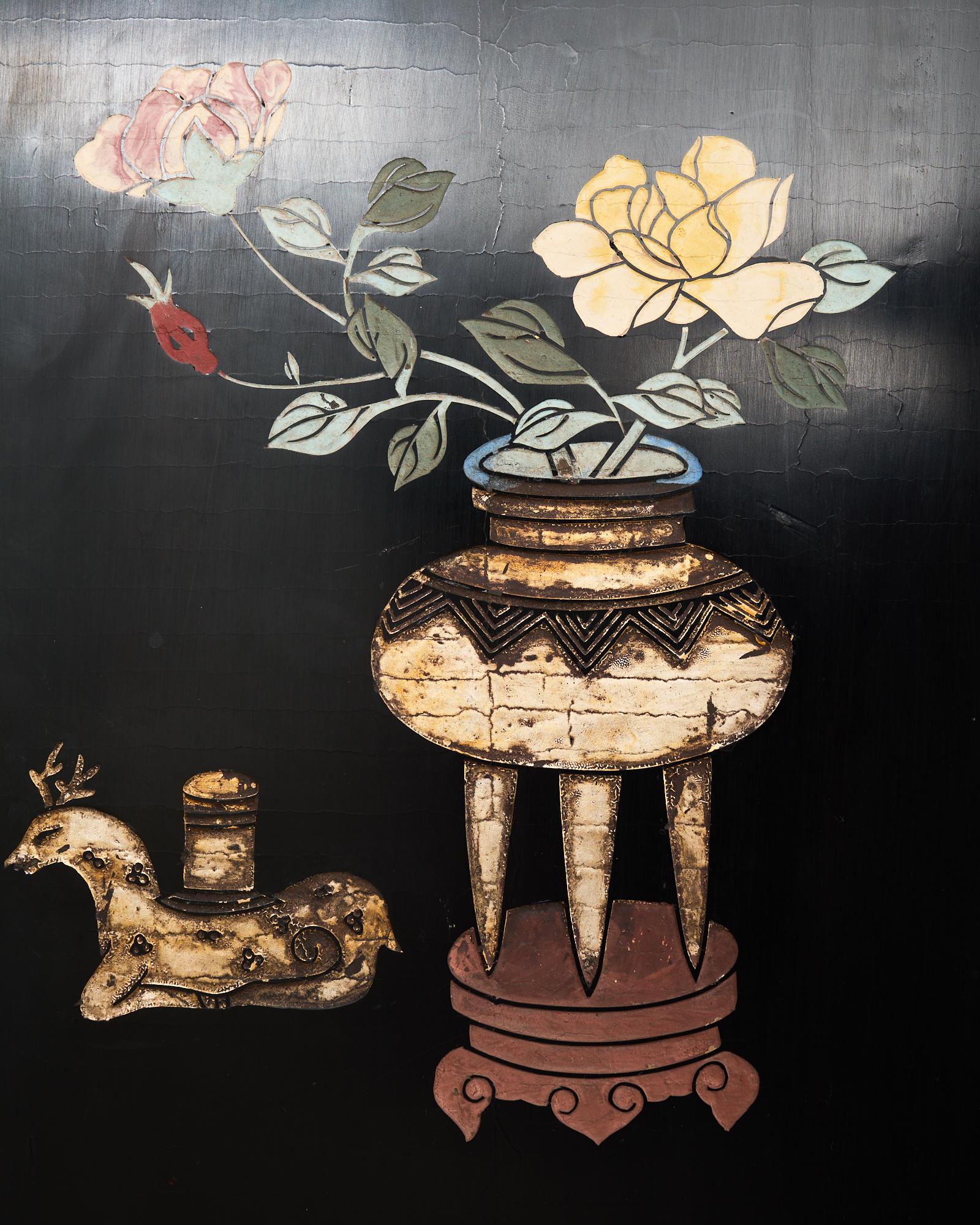 Chinese Export Eight Panel Coromandel Screen Blue Mountain Pavilion For Sale 4