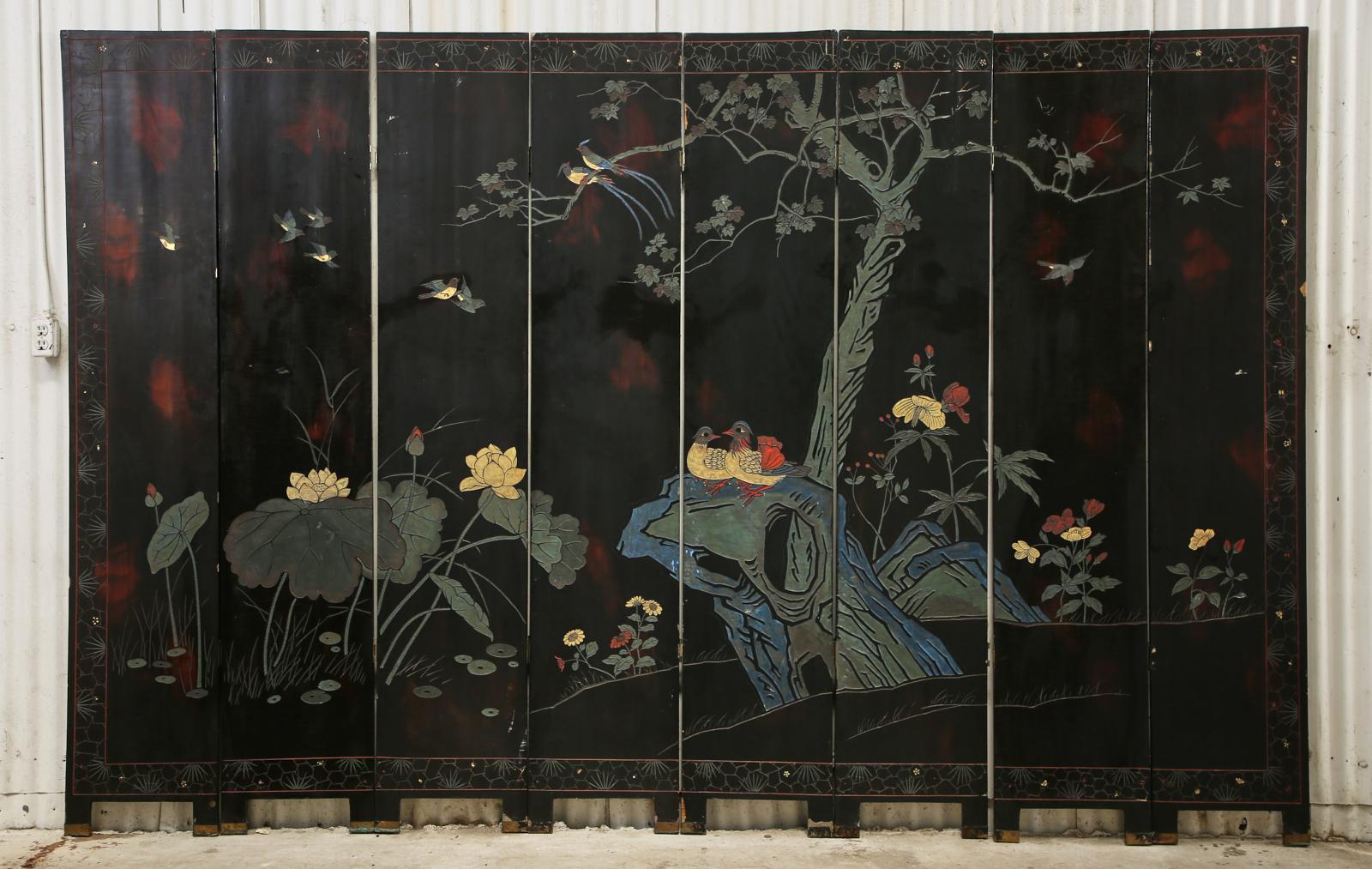 Chinese Export Eight Panel Coromandel Screen of Deities 13