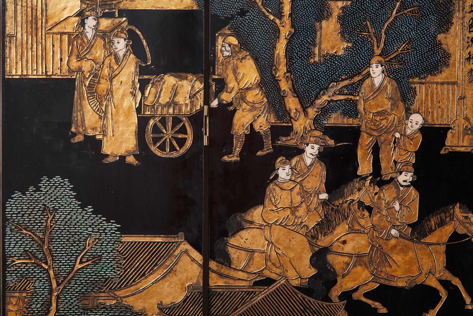 Chinese Export Eight-Panel Gilt Lacquered Coromandel Screen 8