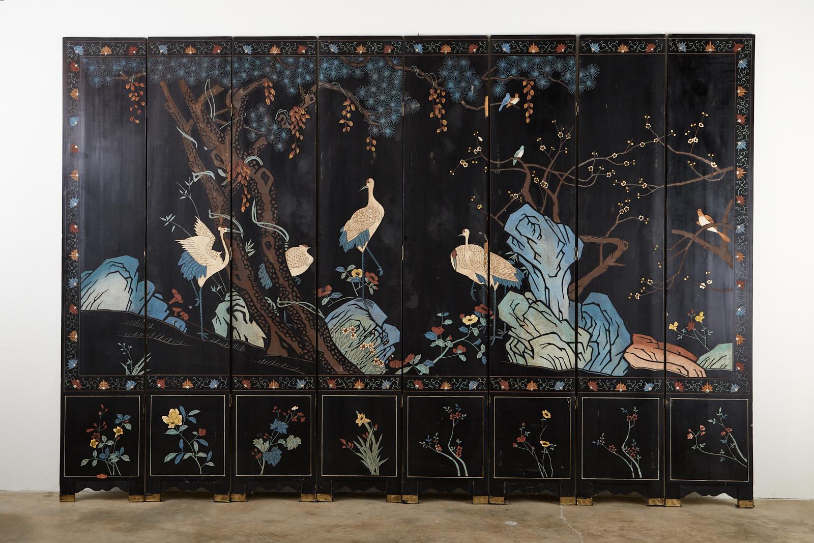 Chinese Export Eight-Panel Gilt Lacquered Coromandel Screen 15