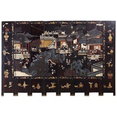 Chinese Export Eight-Panel Lacquer Coromandel Screen