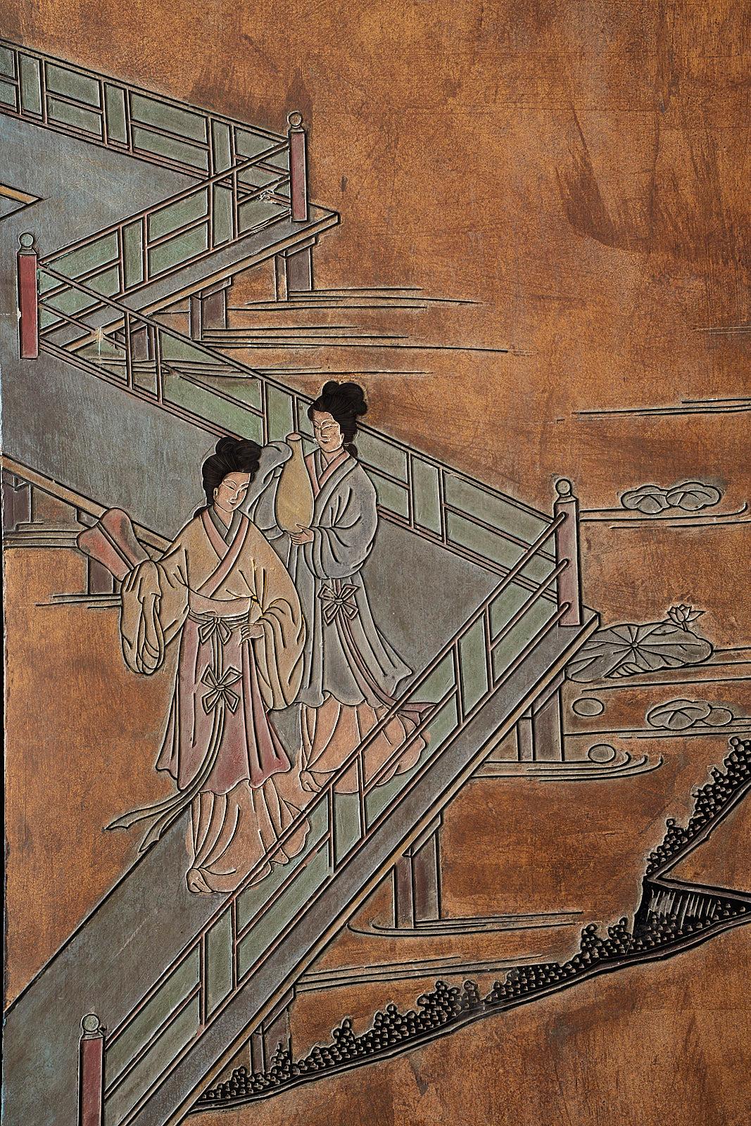 Chinese Export Eight-Panel Lacquer Gilt Coromandel Screen 3